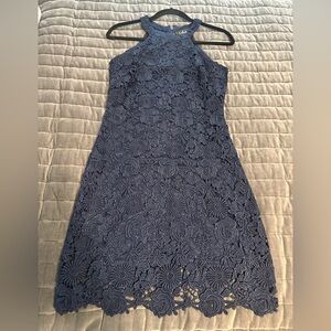 Lulu's Love Poem Navy Blue Lace Mini Dress